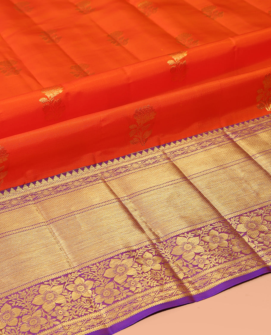 Orange Pure Silk Pavadai Material Set