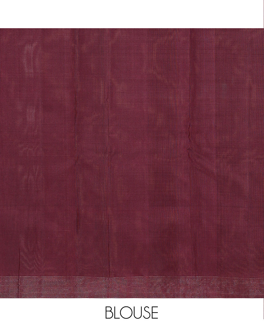 Orange muthu striped and warli village theme woven Kanchipuram silk saree, contrast checked border, and striped pallu