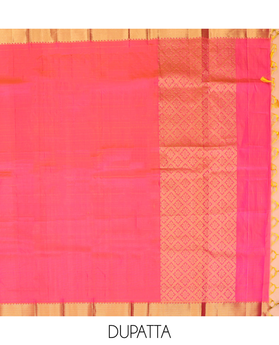 Pink Pure Silk Half Saree