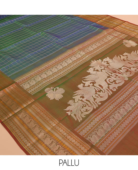 Blue Kanchipuram Chettinad Saree
