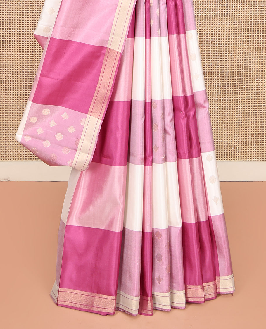 Multi-color Checked Mayuri Soft Silk Saree, Subtle Piping Border, Geometric Zari Patterned Pallu and Paired with a Matching Blouse