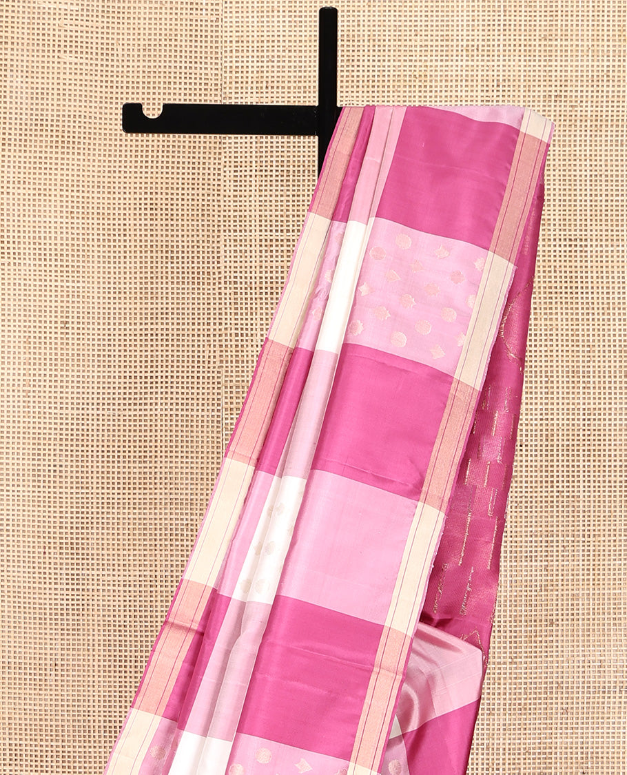 Multi-color Checked Mayuri Soft Silk Saree, Subtle Piping Border, Geometric Zari Patterned Pallu and Paired with a Matching Blouse