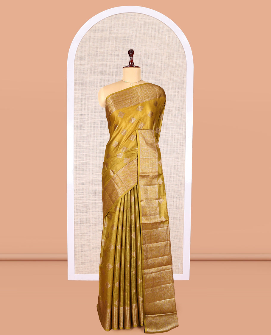 Mustard Tussar Silk Saree