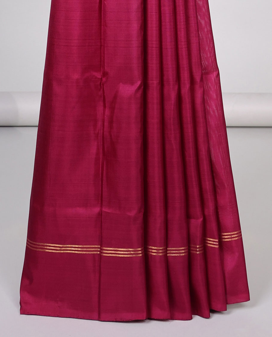 Pink floral buttas uppada silk saree with self-border & floral zari buttas pallu