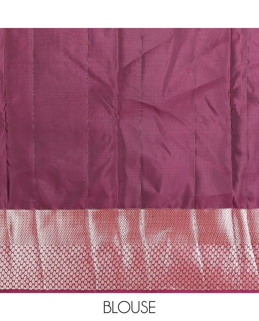 Yellow annam chakram buttas Vasundhara silk mix saree, contrast vanki & thilakam border & pallu of geometric designs