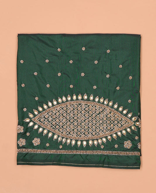 Green striped with motifs aari embroidery material blouse