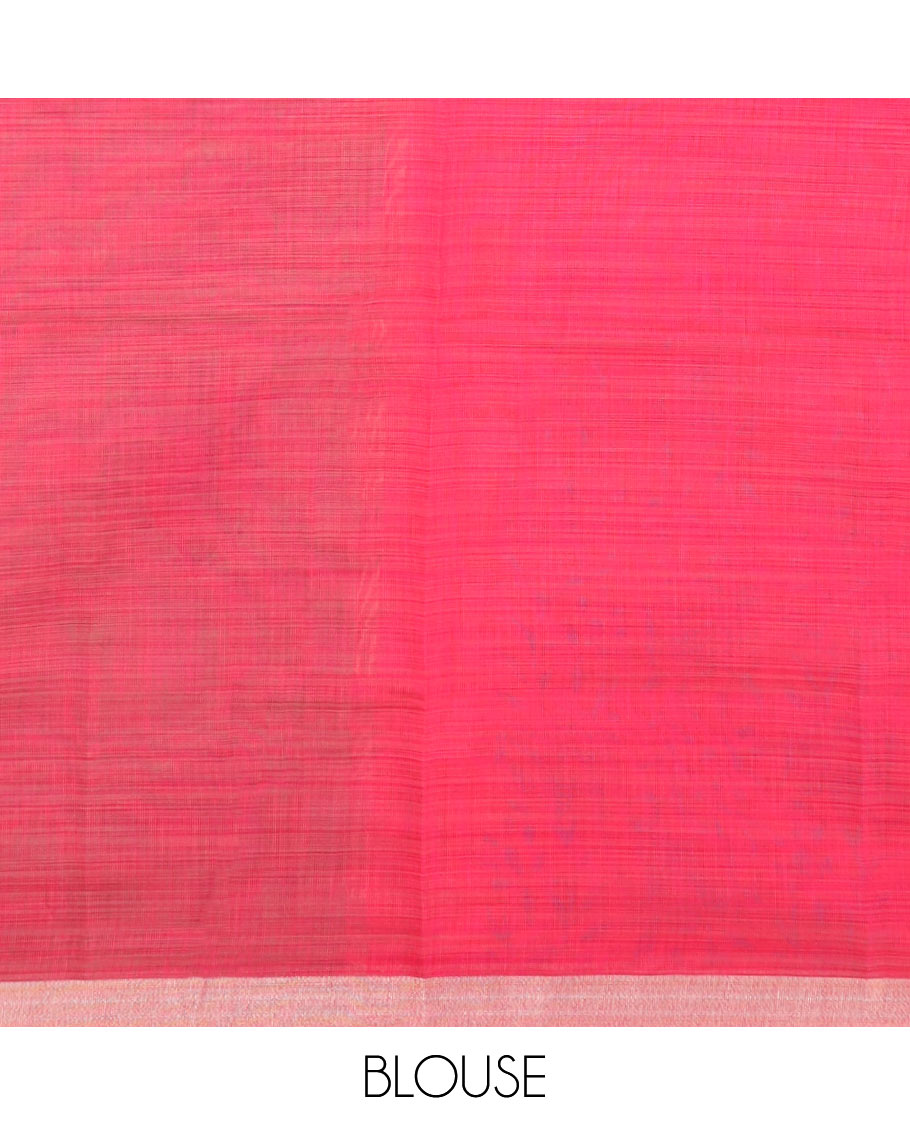 Green peacock buttas printed chirala cotton saree, bavanji border, and contrast floral motifs pallu