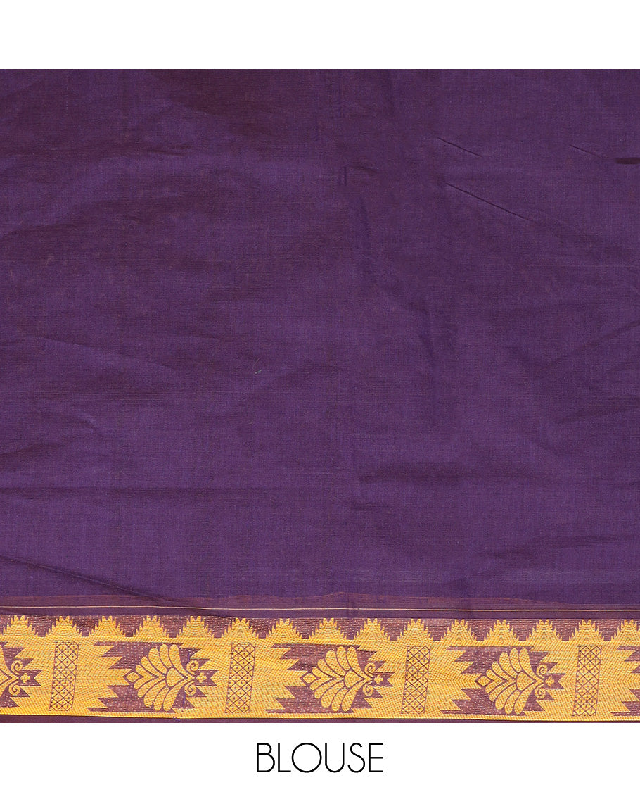 Violet floral buttas Coimbatore Cotton saree, traditional border, and pallu of floral designs
