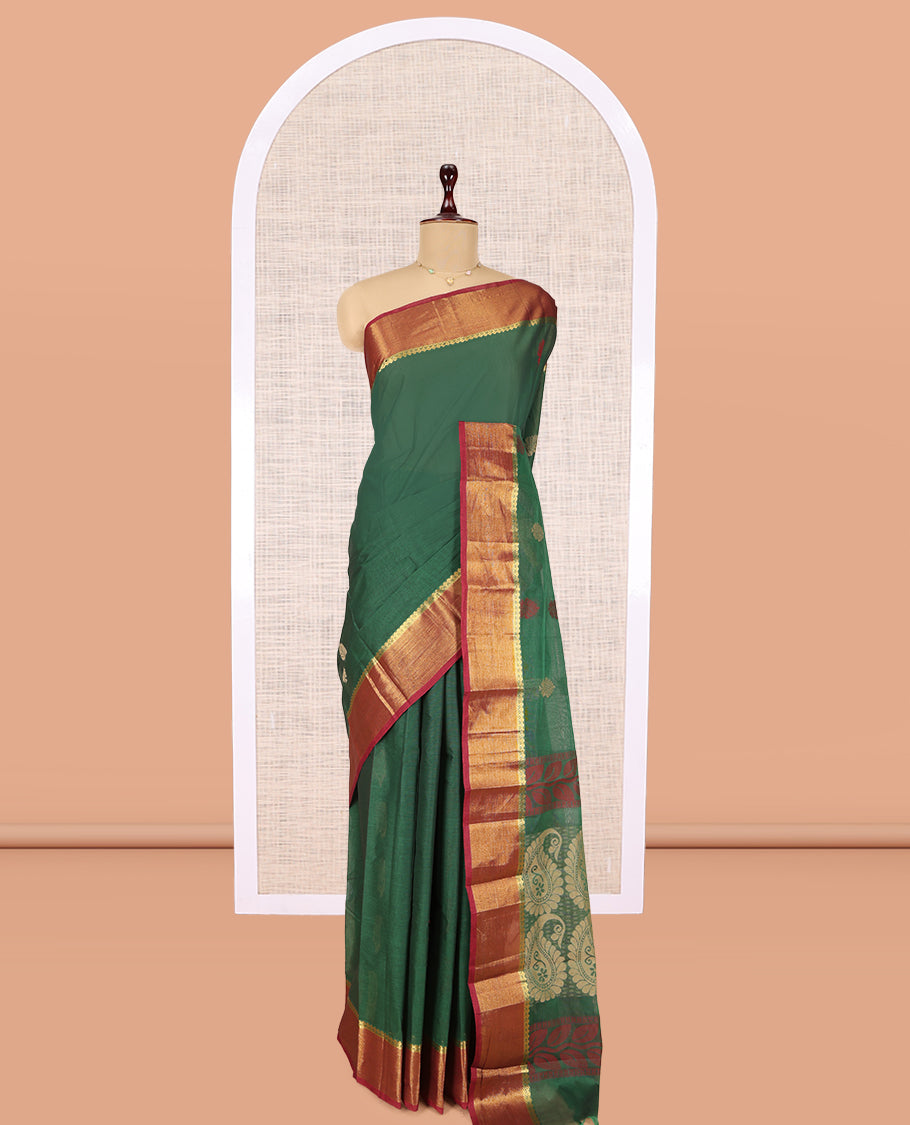 Green Plain Kanchi Cotton Saree