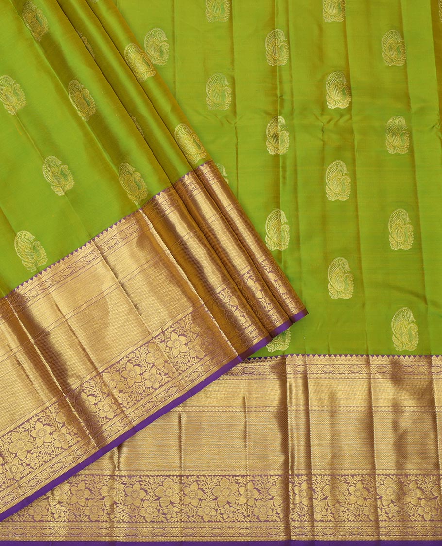 Green Pure Silk Pavadai Material Set