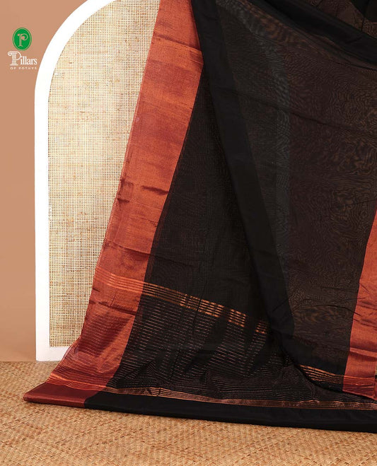 Black silk cotton saree with zari bawanchi border & chit pallu along with plain blouse