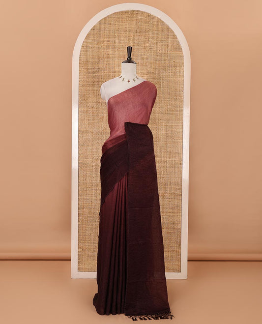 Borderless dark lavender-purple ombre-style 2d pattern dyed Fendy Crush saree, plain blouse