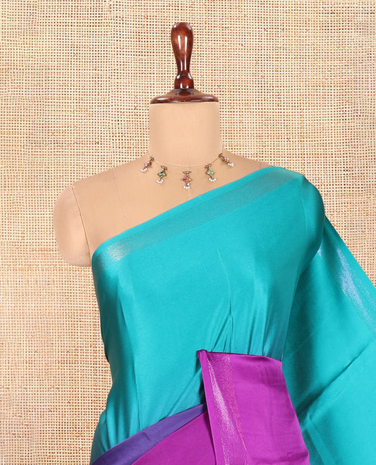 Blue-Orchid Plain Ombre-Style Satin Crepe Saree