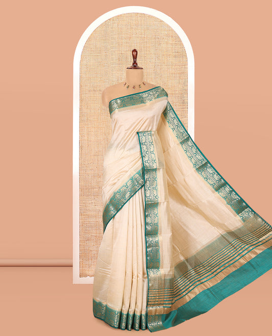 Cream-Rama Plain Art Tussar Saree