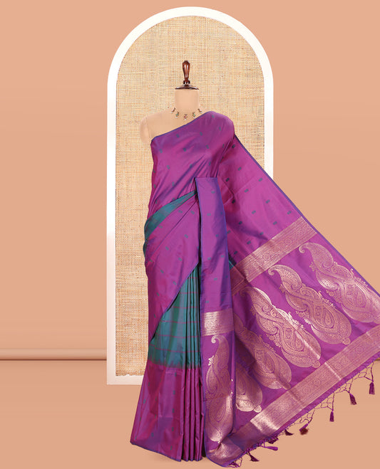 Borderless Peacock Green Elite Soft Silk Saree