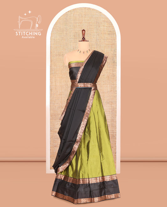 Leaf Green Semi-Silk Half-Saree