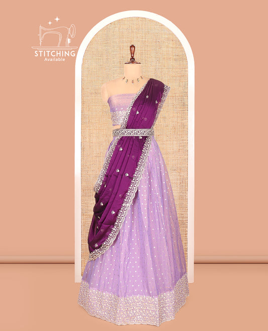 Lavender Moss Organza Half-Saree