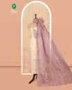 Cream-Pink Banarasi Tissue Material Churidar, Embroidery Top, Contrast Bottom, Embroidery Dupatta