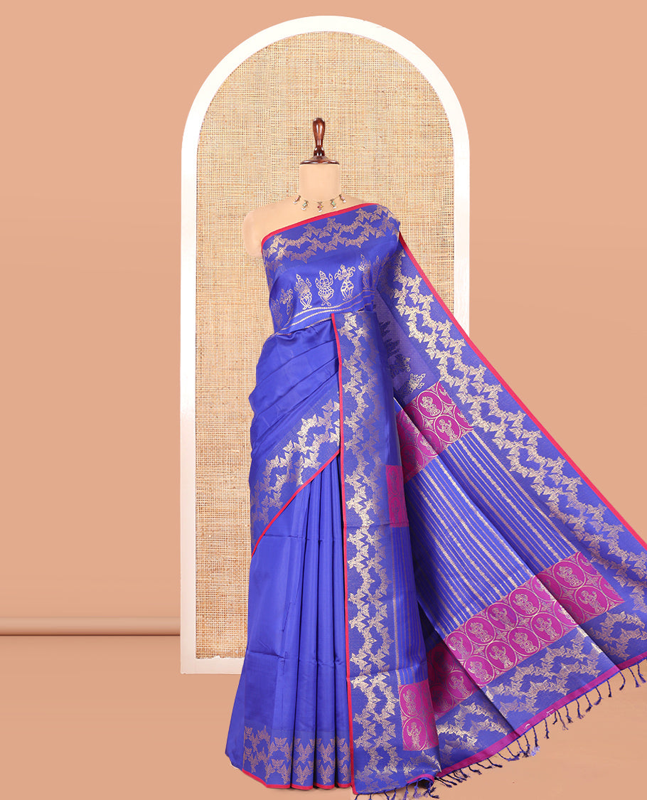 M.s Blue Semi-Soft Silk Saree