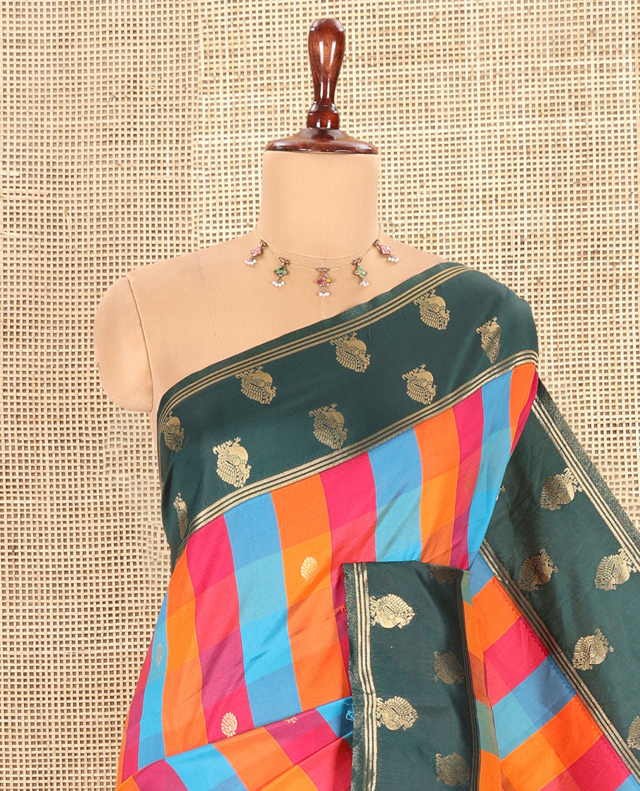 Bottle Green Fancy Softy Silk Saree