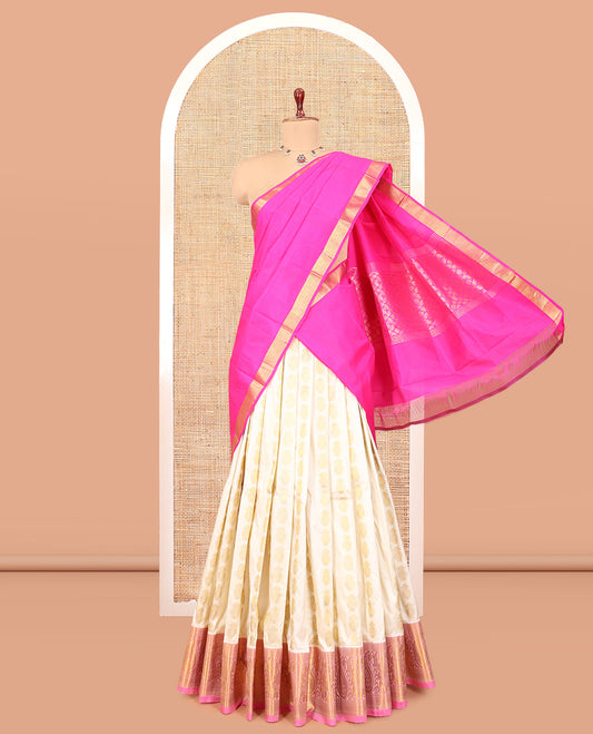 Cream Pure-Silk Half Saree