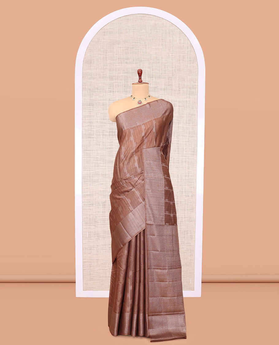 Brown Tussar Silk Saree
