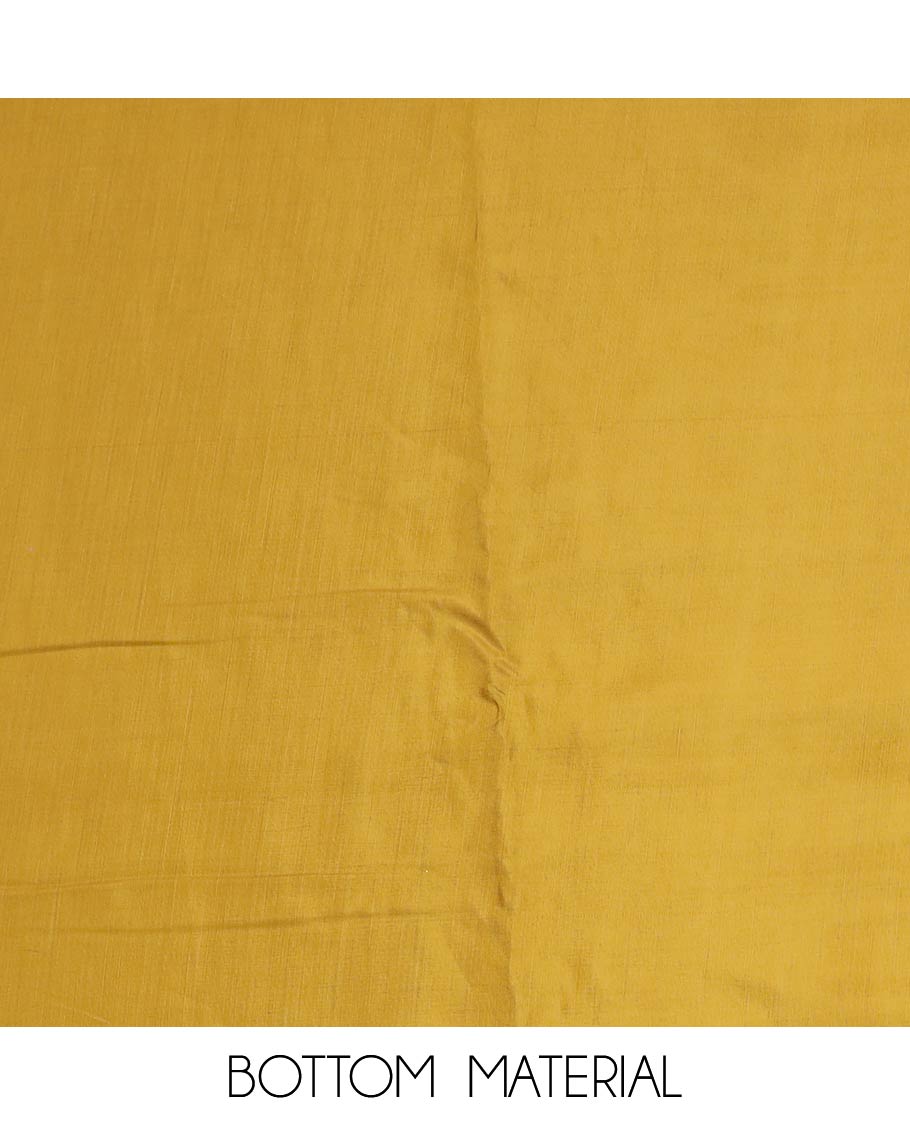 Green material chudidar set, Ajrakh style printed with stone work top, contrast yellow plain bottom and Ajrakh printed dupatta