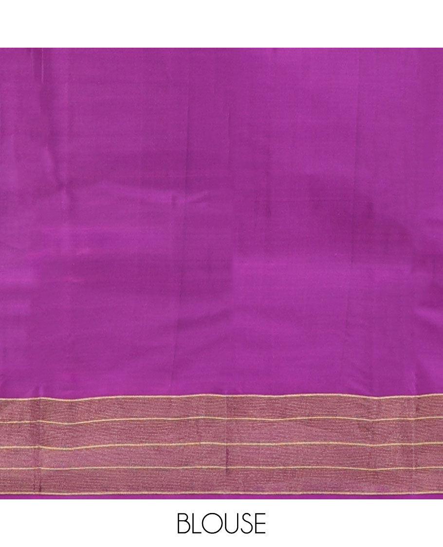 Blue zari buttas vasundhara elite silk saree, contrast striped border & pallu of jaal design