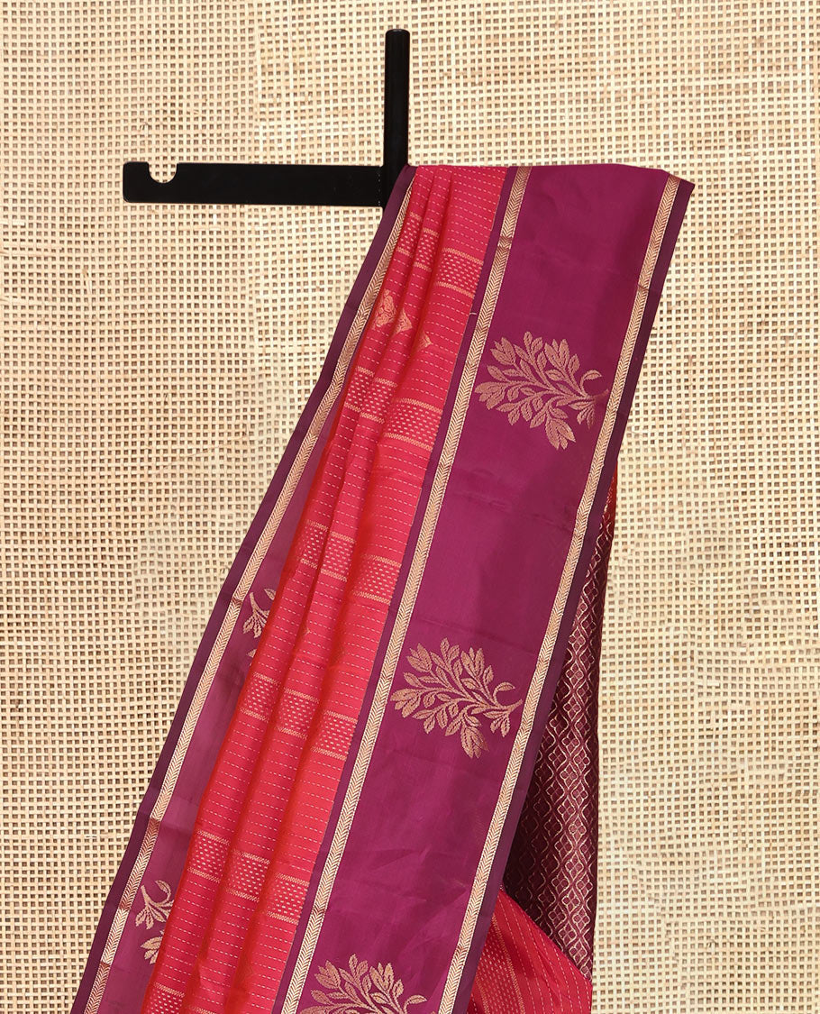 Red Vasundhara Lite Silk Mix Saree, Crafted with Zari Designs, a Contrast Traditional Zari Border, Grand Pallu, and a Contrast Blouse