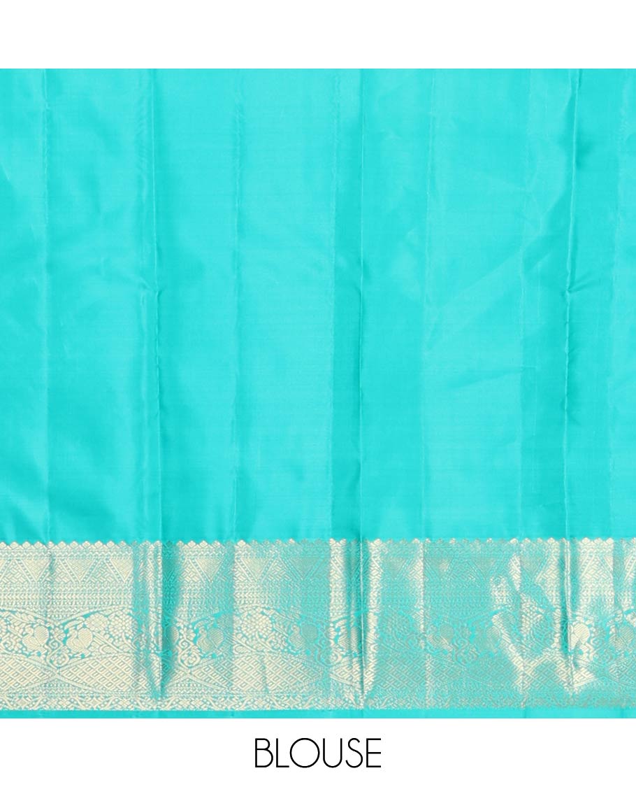 Violet buttas silk saree with contrast intricate zari design border & floral design pallu