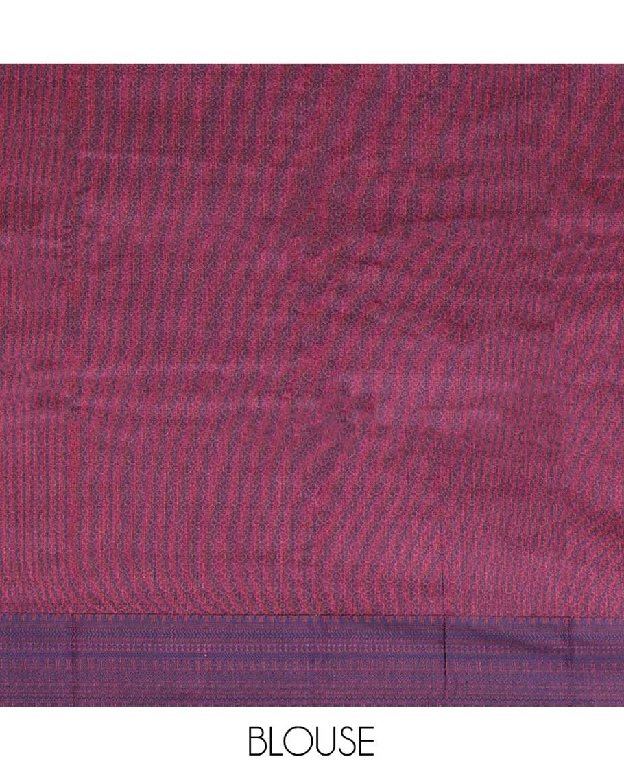 Pink Semi-Silk Cotton Saree, Delicately Designed with Square Buttas All Over Its Body, Contrast Traditional Design Border, Intricately Designed Pallu, and Paired with a Matching Blouse