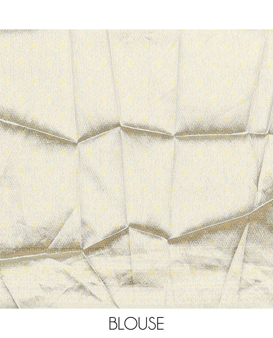 Pink art silk half-saree, floral vine with contrast traditional border skirt, brocade blouse, scallop embroidered dhavani, and detachable belt