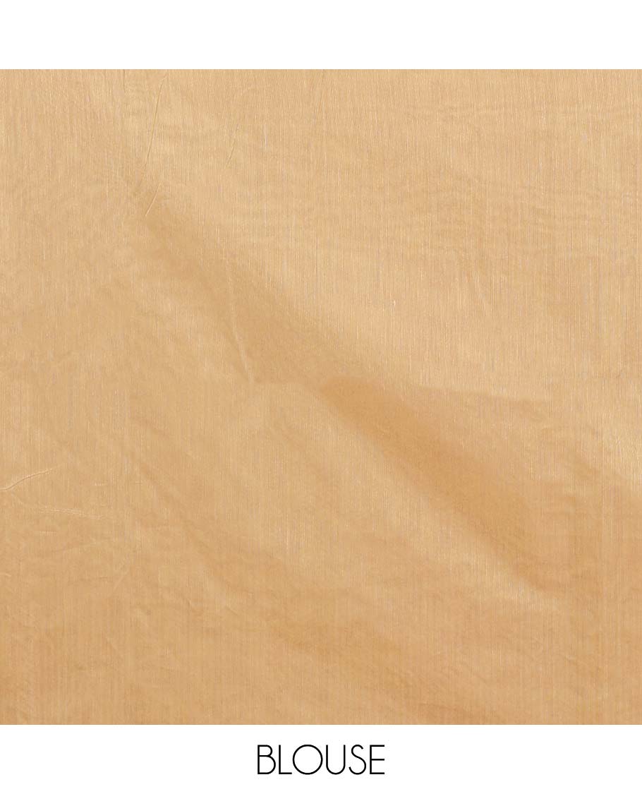 Borderless sandal flower zari buttas semi silk cotton saree, intricately designed pallu