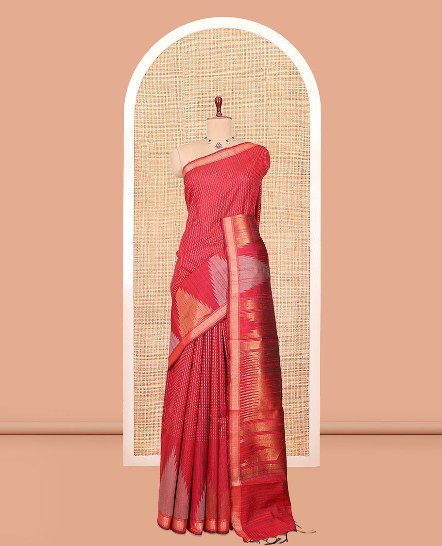 Red Dupion Saree