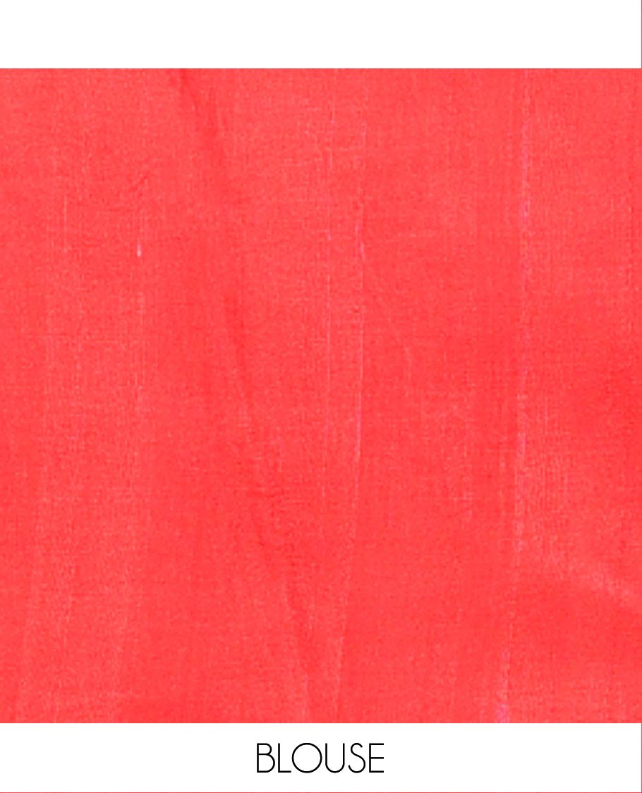 Grey Printed Silk Saree Featuring Thick Zig-Zag Stripes Running on the Body, Complemented with a Contrast Piping Border, Pallu of Geometric Print, and Paired with a Contrast Plain Blouse