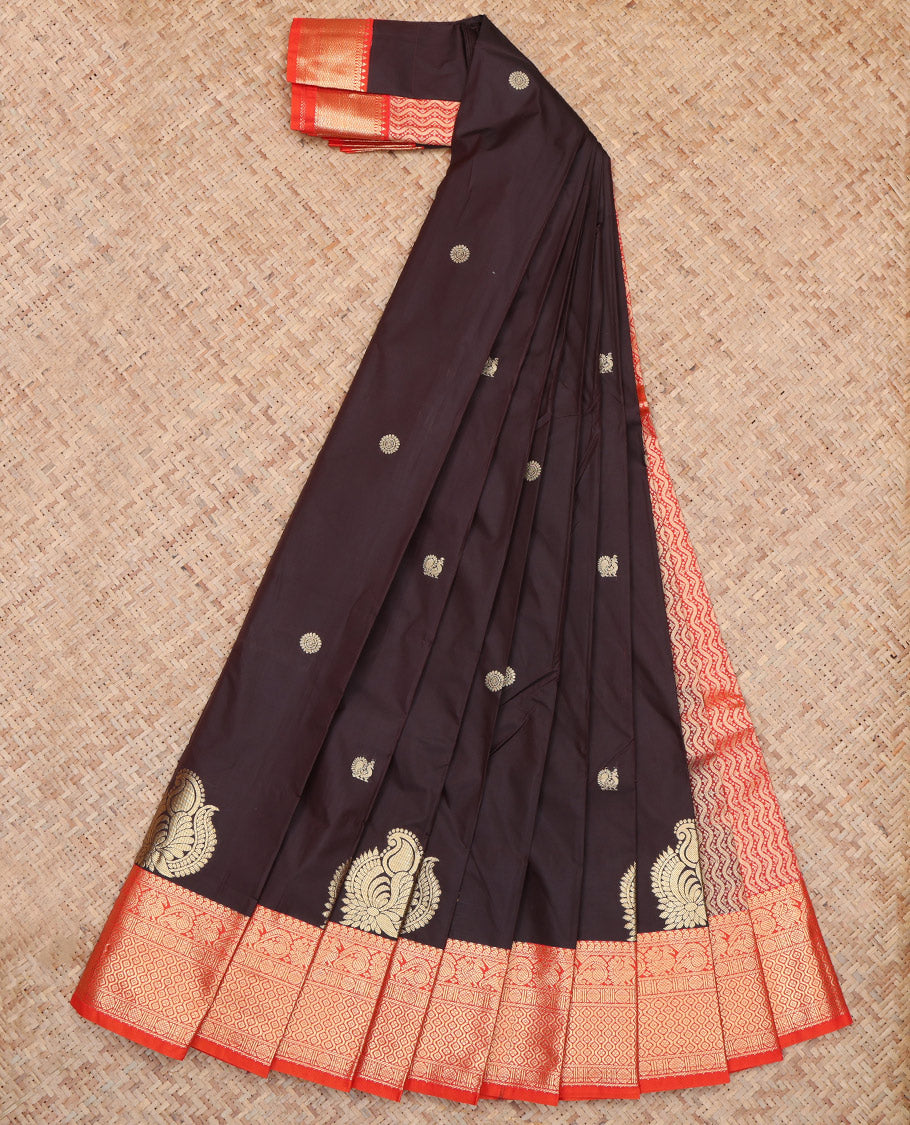Brown Contrast Traditional Budget Silk Saree