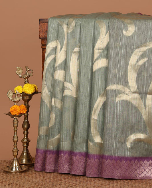 Pista green zari jaal-patterned Burberry silk saree, contrast diamond-patterned zari border, jaal pallu & zari design blouse