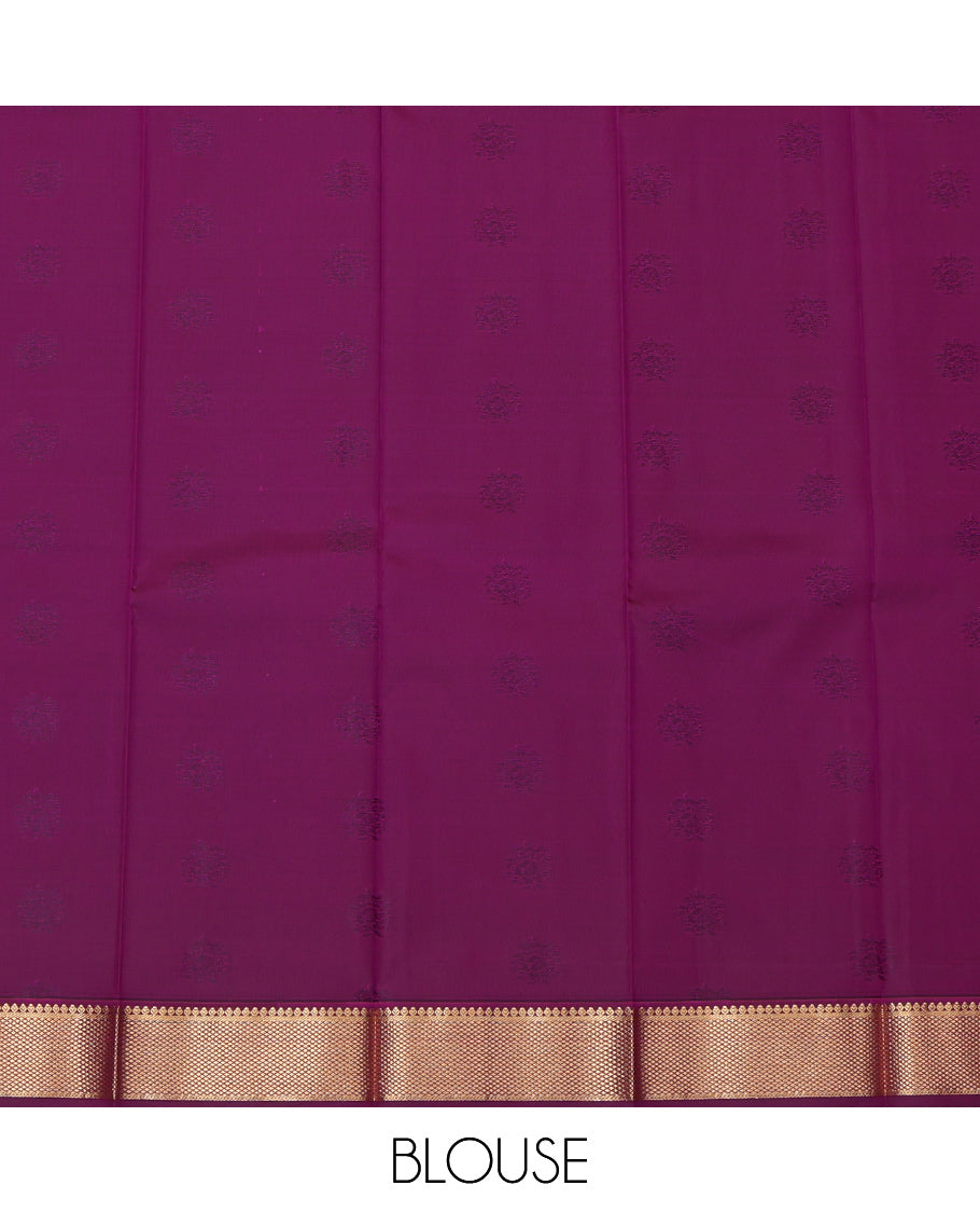 Green Budget Silk Saree, Delicately Woven with Zari Buttas, Complemented by a Contrast Traditional Zari Border, Grand Pallu, and a Contrast Blouse