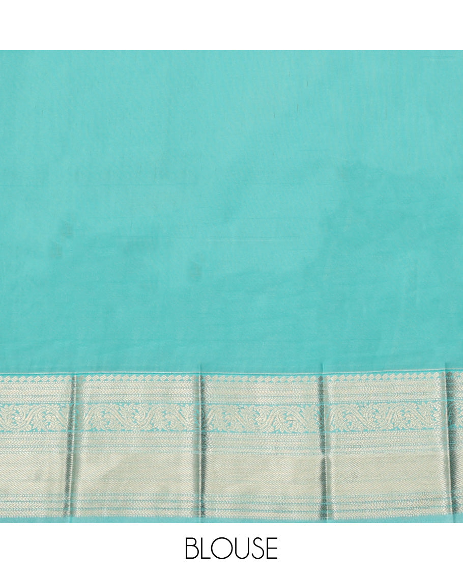 Orange Budget Silk Saree, Embellished with Zari Butta Enclosed Checks, a Contrast Traditional Zari Border, Grand Pallu, and a Contrast Blouse