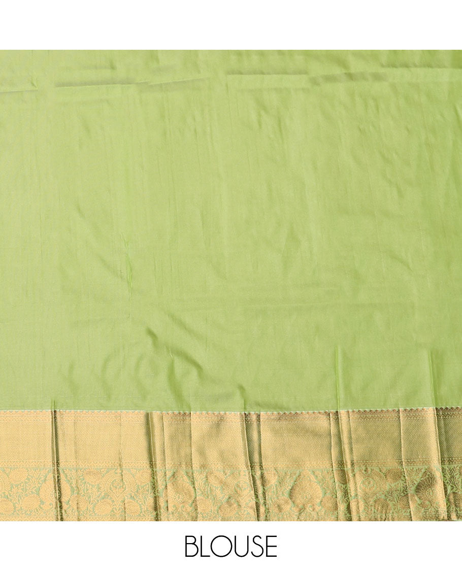 Pink Budget Silk Saree, Decorated with Zari Buttas and Stripes, Complemented by Contrast Traditional Zari Border, a Grand Pallu  and a Contrast Blouse