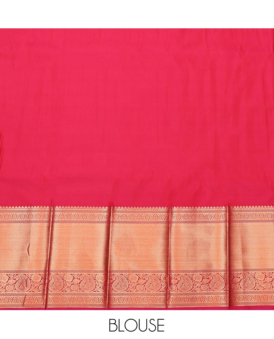 Pink Budget Silk Saree, Enriched with Jacquard Design, Complemented by a Contrast Traditional Zari Border, Jaal Pallu, and Contrast Blouse