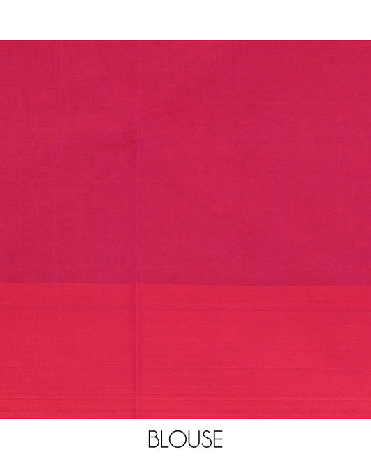 Pink uniquely checked Coimbatore cotton saree, contrast diamond patterned border & geometric pallu