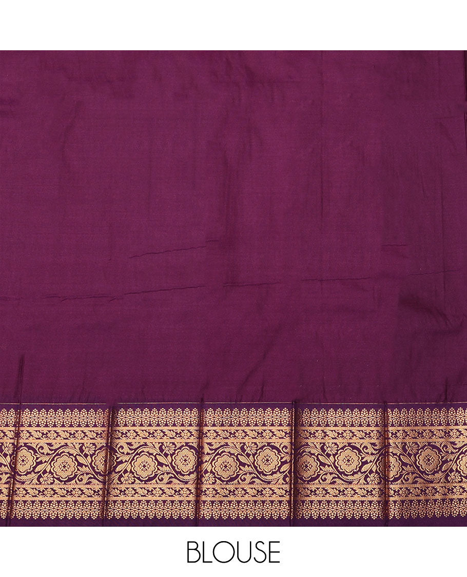 Pink Budget Silk Saree, Bedecked with Zari Buttas, Complemented by Contrast Traditional Zari Border, a Grand Pallu  and a Contrast Blouse