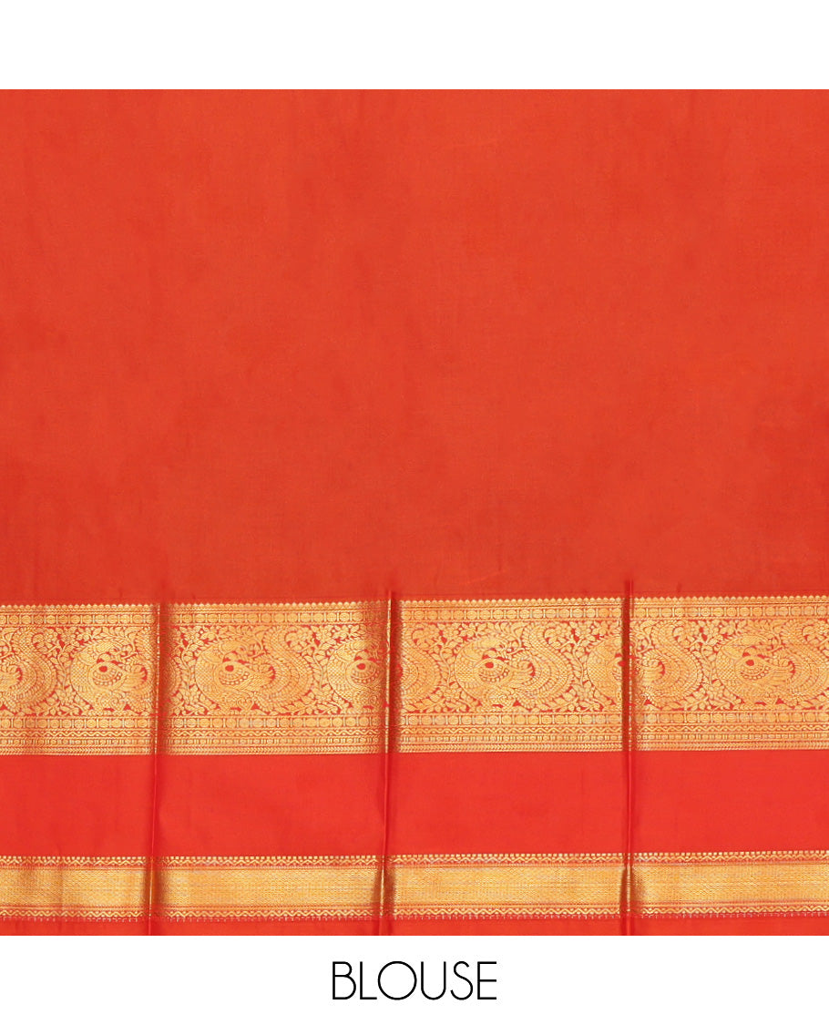 Black Budget Silk Saree, Decorated with Zari Buttas, Complemented by Contrast Traditional Rettai Pettu Border, a Jaal Pallu and a Contrast Blouse