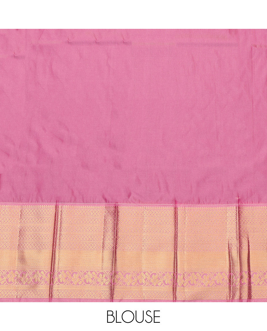 Blue Budget Silk Saree, Woven with Zari Buttas, Complemented by a Contrast Traditional Border, Grand Pallu, and a Contrast Blouse