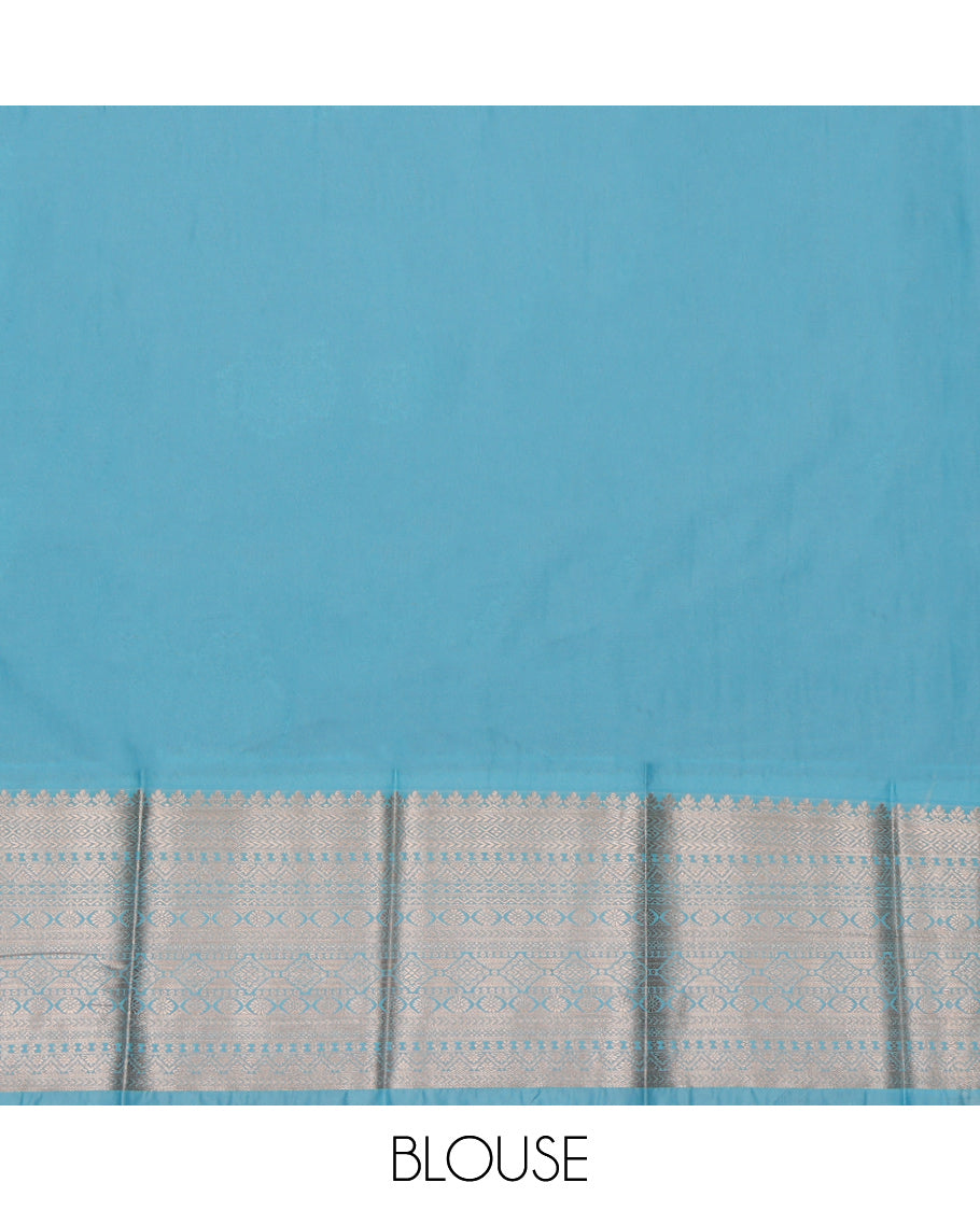 Maroon Budget Silk Saree, Bedecked with Zari Buttas, Complemented by a Contrast Traditional Zari Border, Grand Pallu, and a Contrast Blouse