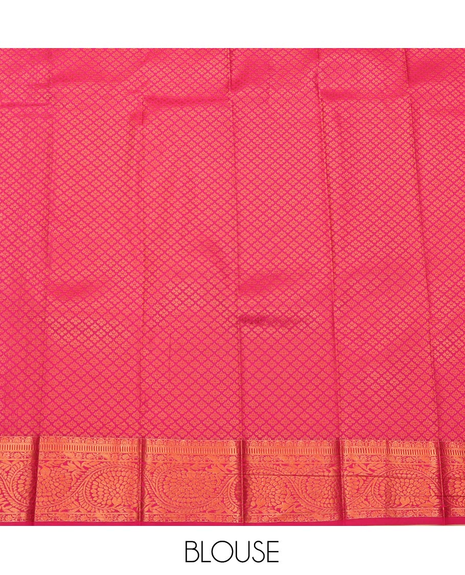 Blue Budget Silk Saree, Crafted with Jacquard Design, Complemented by a Contrast Floral Creeper Zari Border, Grand Pallu, and Contrast Blouse