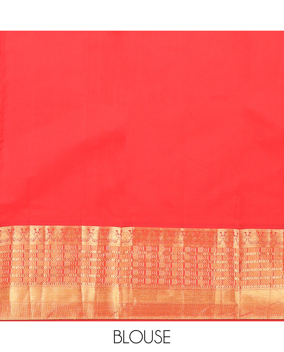 Parrot green manga buttas Vasundhara silk mix, contrast traditional zari border, and intricate pallu