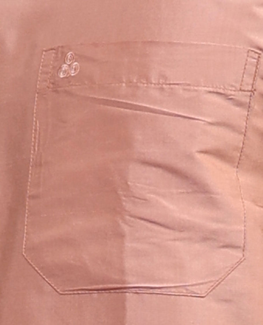 Peach plain design full-sleeve pure-silk shirt