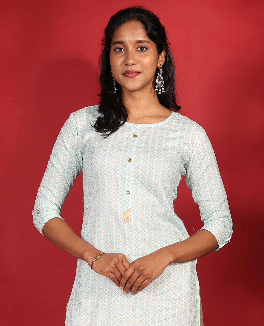 Pale Blue Rayon Readymade Kurti